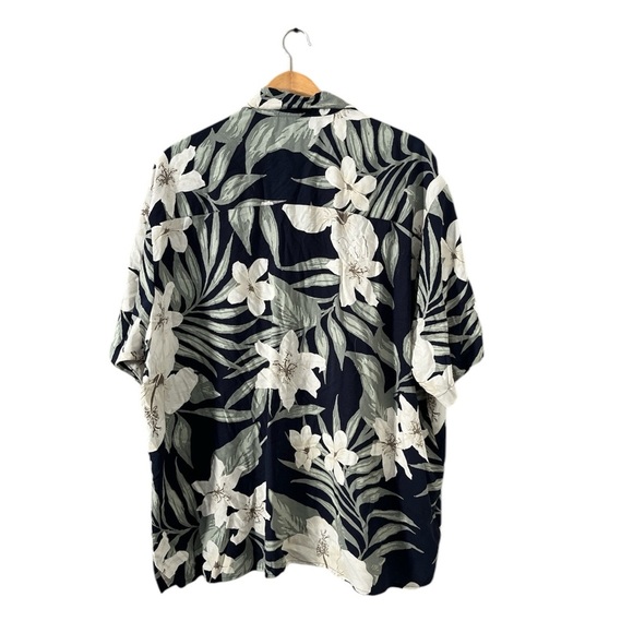 Natural Issue Men’s XL Hawaiian Vintage Rayon Shirt Navy Cream Floral - Picture 3 of 11